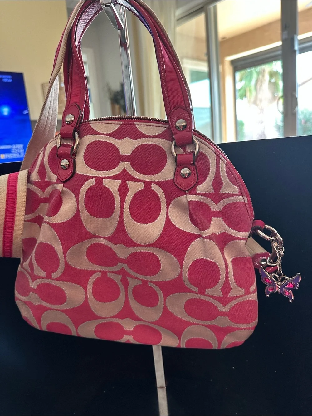 Coach #178 Poppy Signature Lurex C Outline Satchel/Crossbody